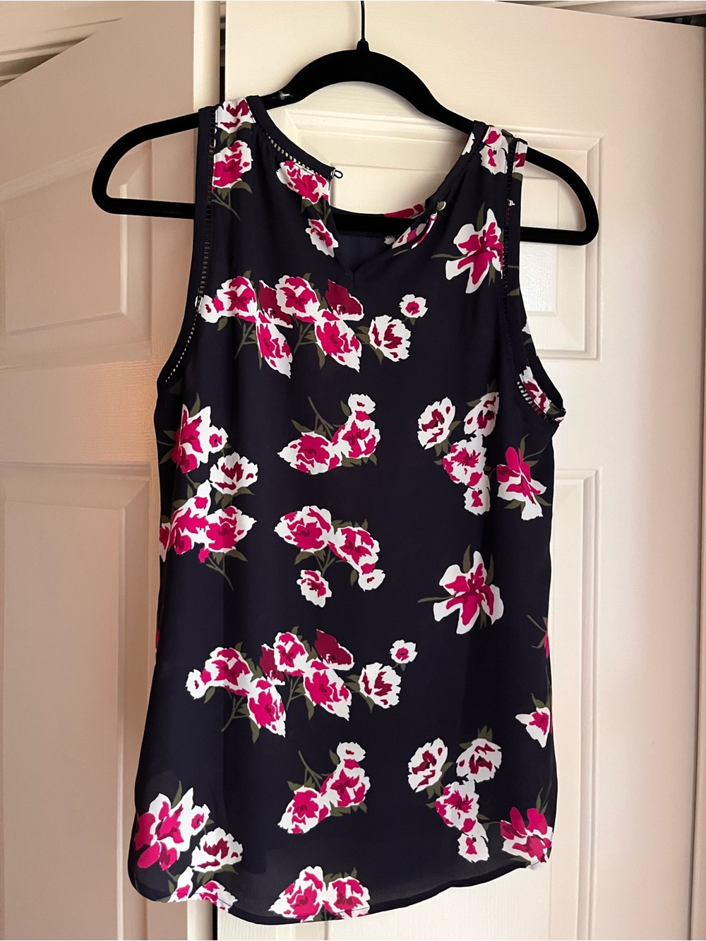 J. Crew Navy Floral Sleeveless Camisole - Pink & White Flowers